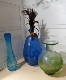 3 Large Decorative Vases 14 To 17 Inches Tall.