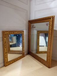 2 Mirrors With Golden Frames