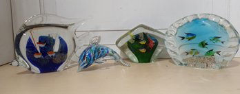 3 Glass 'fish Tanks' And One Glass Dolphin. Aquarium Feel Without The Fish!