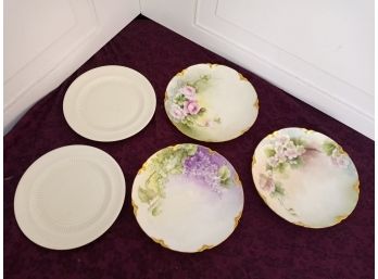 3 Haviland Plates (france) And 2 Ridgeway Old Ivory Plates (England)