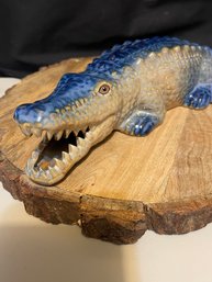 Blue Ceramic Crocodile
