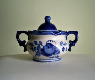 Vintage Russian USSR Handmade Porcelain Sugar Bowl