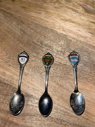 Set Of 3 Collector State Spoons  Vintage