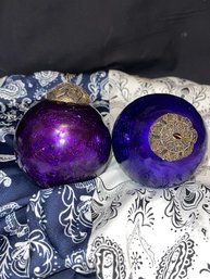 Antique Kugel Ornaments Purple Glass Ball