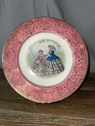 Imperial Salem China Godeys Ladys Victorian Rose Pink And Gold Service Playe