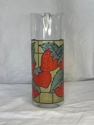 Vintage Handmade Glass Strawberry Pitcher