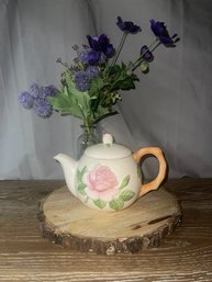 Teleflora Pink Rose Ceramic Vintage Tea Pot