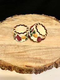 2 Vintage Wooden Fruit Napkin Rings