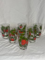 6 Strawberry Juice Glasses