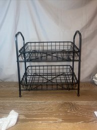 2-Tier Metal Basket With Durable Finish & Removable Baskets