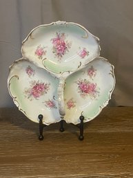 Vintage Limoges Porcelain Serving Platter With Roses Motifs