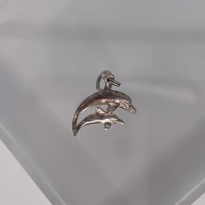 Sterling Silver Dolphin And Baby Dolphin Charm 2.15g