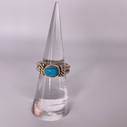 Turquoise Sterling Silver Rope Ring 7.05g
