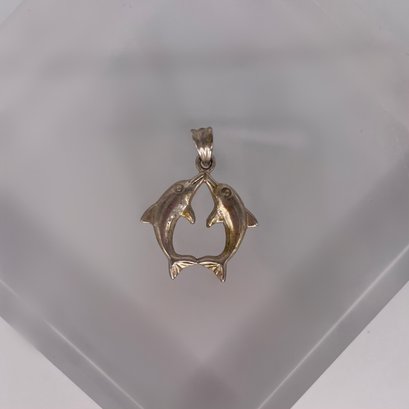 Sterling Silver Two Dolphins Charm 2.53g