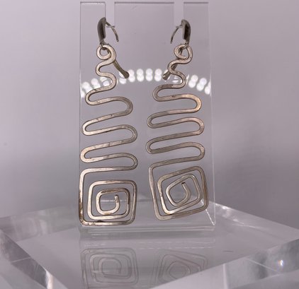 Sterling Silver Squiggle Earrings 7.5g