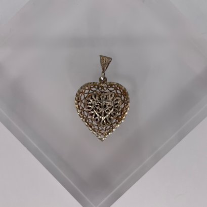 Sterling Silver Heart Charm 2.89g