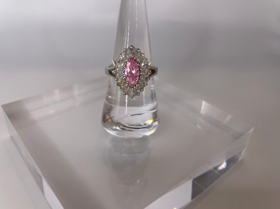 Sterling Silver Pink Marquise Stone 6.54g