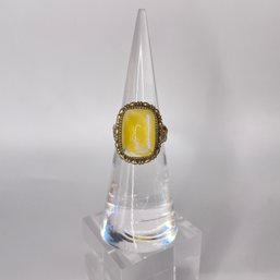 Sterling Silver Ring With Yellow Stone 4.8g