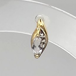 Clear Stone 10K Gold Single Earring 0.34 G