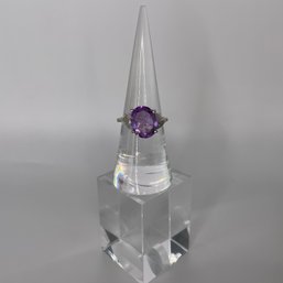 Sterling Silver Ring With Large Purple Stone 3.32g