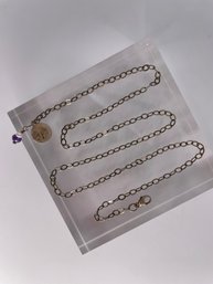 Sterling Silver Chain 9in. 'Juju By Sarah' With Purple Stone On Clasp 3.3g