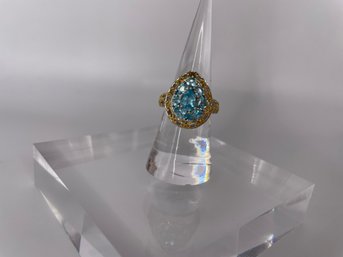 Sterling Silver Ring With Large Light Blue Stone 5.08g