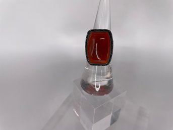 Sterling Silver Ring With Red Stone 4.14g
