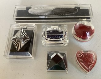 6 Vintage Lucite Jewelry Presentation Or Display Boxes And Cases