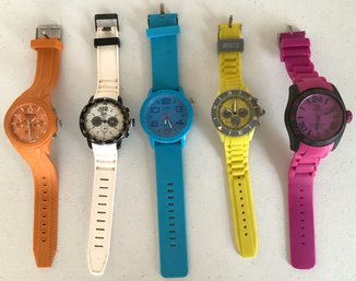 5 Rubber Sports Chronograph Watch Watches LOT