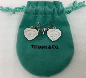 Signed Tiffany & Co Vintage Sterling Silver Heart Earrings