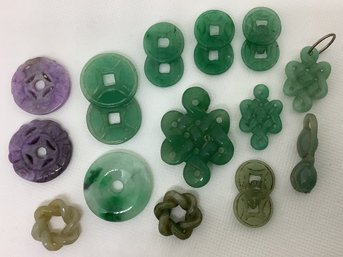 Vintage Asian Jade Jadeite Stone Necklace Pendants LOT