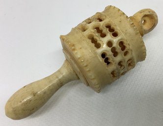 Vintage Carved Bone Baby Rattle Pendant