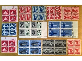 U.S. Postage 4 Stamp Plate Blocks: Airmail