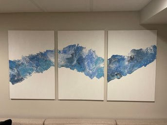 Triptych Blue Waves Wall Art