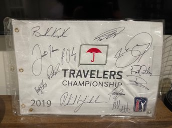 Golf Travelers Championship Autographed Flag Sports Memorabilia