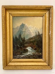 Antique Painting In The Manner Of Francois Diday Depicting Mountanous Landscape With Glaciers