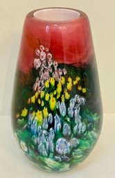 Rare Shawn Messenger Fine Art Glass Vase Landscape Series
