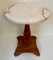 Vintage Small Round Marble Top Table