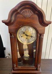 Sligh Key Wind Wall Clock In Cherry Wood Case Ready To Hang On Wall