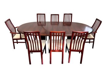Danish  Modern Rosewood Ansager Expandable Dining Room Set Table & Chairs Made In Denmark 112' Wide