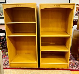 Pair Of Ethan Allen Birch/Beechwood Library Bookcases With Adjustable Shelves