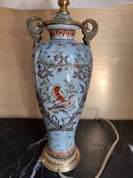 Chinese Hand Painted Blue Porcelain Lamp