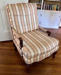 Hickory Chair Furniture Striped Bergere Chair Silk And Cotton Upholstery