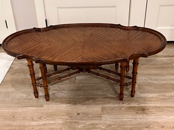 Vintage Large Faux Bamboo Walnut Coffee Table 50' Wide