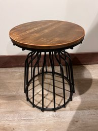 Multi Purpose Rustic Wood And Iron End Table Or Stool