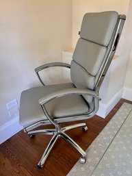 Gray Leather And Chrome Swivel Desk Chair