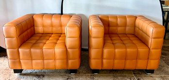Pair Of Wittmann Leather Kubus Arm Chairs Armchairs Designed By Josef Hoffmann