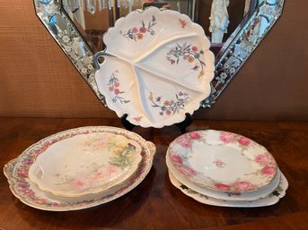 Lot Of 5 Various Vintage Porcelain Serving Plates Dishes