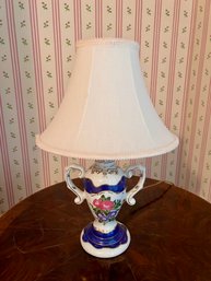 Antique Floral Porcelain Petite Table Lamp With Shade