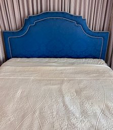 Custom Upholstered Blue Damask Queen Headboard  - Just Perfect